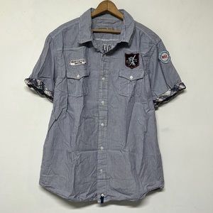 Men’s Paper Denim & Cloth Newstar Cricket Club Button Down Striped w/ Patches